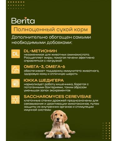 BERITA Dry food for puppies with beef 2 + 2kg - Buy Online on GoSupps.com