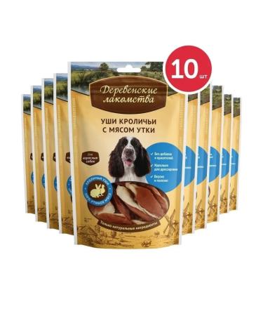 Country delicacies Rabbit ears with duck meat for dogs 10 pcs x 90g - Buy Online on GoSupps.com