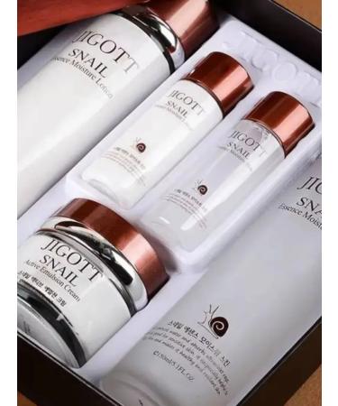 Jigott Facial Set Snail Essence Moisture Skin Care 3 Set - Buy Online on GoSupps.com