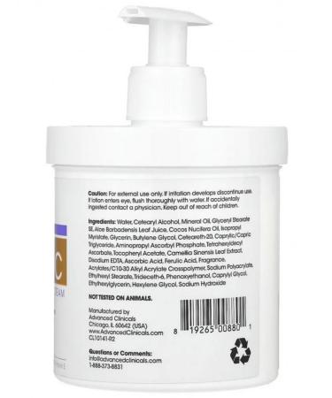 Advanced Clinicals Cream with vitamin C 454 g - Buy Online on GoSupps.com
