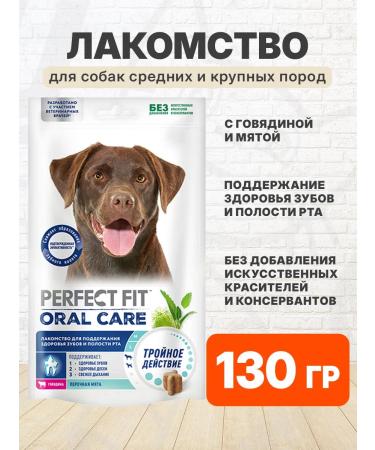 PERFECT FIT The treat for teeth of medium large dogs beef mint 130g
