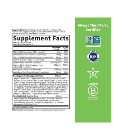 Garden of Life RAW B Complex Complex of B vitamins 60 capsules - Buy Online on GoSupps.com