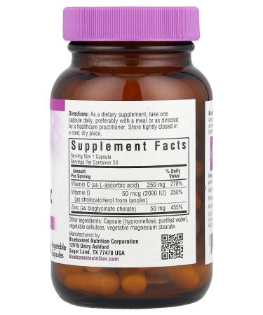 Bluebonnet Nutrition Vitamins C D3 and zinc 50 plant capsules - Buy Online on GoSupps.com