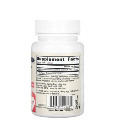 Jarrow Formulas PQQ pyrrolokhinolinlinhinone 10 mg - Buy Online on GoSupps.com