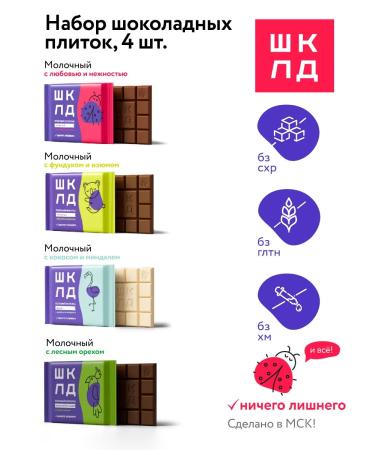 SHKLD Assorted chocolate 4 tiles New Year's set without white sugar