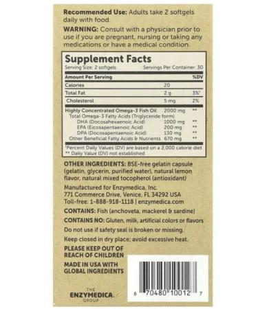 enzymedica Omega-3 Omega 3 Maximum Strength 60 capsules - Buy Online on GoSupps.com