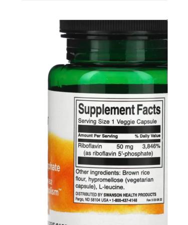 Lake Avenue Nutrition Swanson R-5-P Riboflavin-5-phosphate 50 mg - Buy Online on GoSupps.com