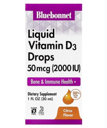 Bluebonnet Nutrition Vitamin D3 in drops with citrus taste 2000 IU 30 ml - Buy Online on GoSupps.com