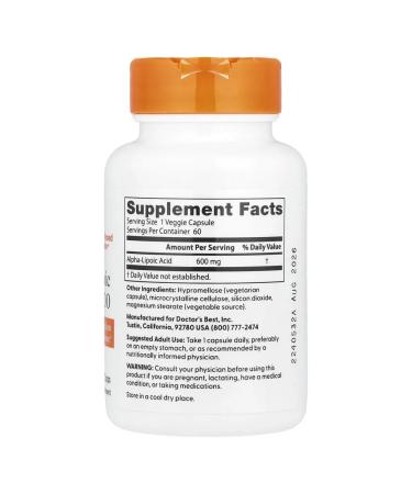 Doctor's Best Alpha-Lipoic acid alpha-lipoic acid 600 mg - Buy Online on GoSupps.com