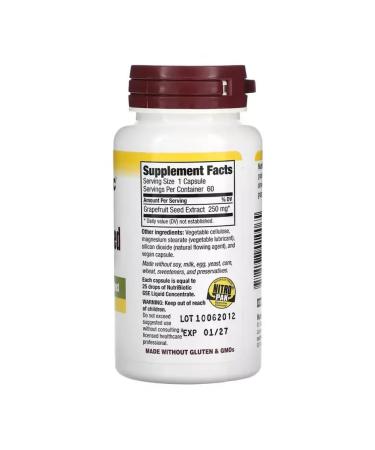 NutriBiotic GSE Grapefruit seed extract 250 mg 60 capsules - Buy Online on GoSupps.com