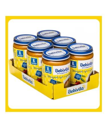 Bebivita Puree with pieces "soup with chicken" from 8 months 6x190g - Buy Online on GoSupps.com