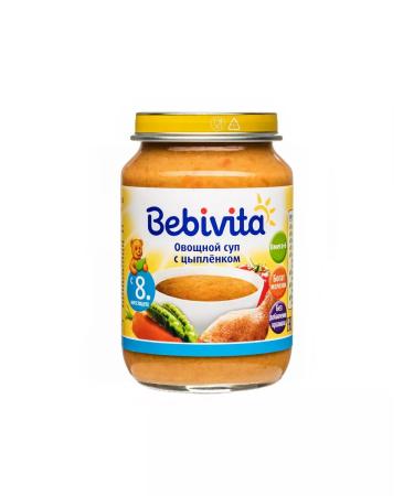Bebivita Puree with pieces "soup with chicken" from 8 months 6x190g - Buy Online on GoSupps.com