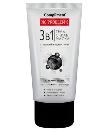 Compliment 3 in 1 gel-scrub-mask from acne and black points with white coal - Buy Online on GoSupps.com