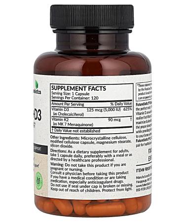 FutureBiotics Vitamins K2 + D3 120 capsules - Buy Online on GoSupps.com