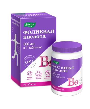 Evalar Folic acid with vitamins B 12 and B 6 90 pcs