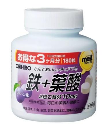 Orihiro Iron and folic acid vitamins with the taste of the plum 180Tab