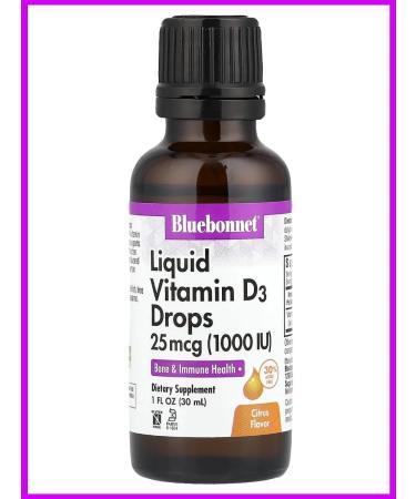 Bluebonnet Nutrition Liquid vitamin D3 in drops citrus taste 1.000 IU 30 ml
