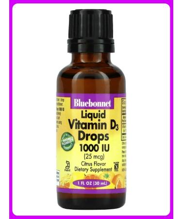 Bluebonnet Nutrition Liquid vitamin D3 in drops citrus taste 1.000 IU 30 ml - Buy Online on GoSupps.com