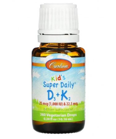 Carlson A complex of vitamins D3+K2 for children 10.16 ml - Buy Online on GoSupps.com