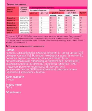 VITAMIR Vitamins for children for immunity from 3 years old virusactive 50 - Buy Online on GoSupps.com