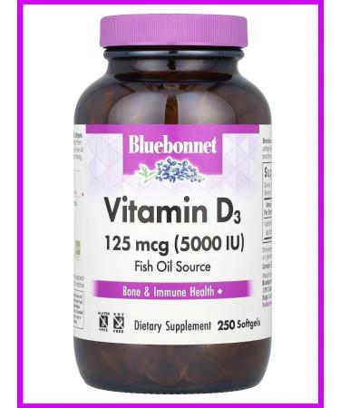 Bluebonnet Nutrition Vitamin D3 125 g (5000 IU) 250 capsules