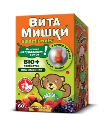 Vitamin Bears BIO+Prebiotic 60 pcs with chewing rods weighing 2500 mg 2 pcs