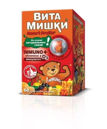 Vitamin Bears Immuno+sea buckthorn 60 pcs chewing loafs weighing 2500 mg