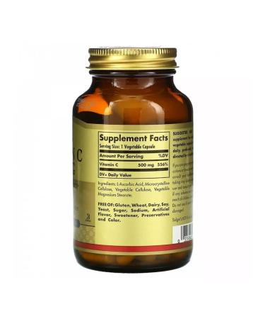 SOLGAR Vitamin C 500 mg 100 pcs capsule weighing 741 mg - Buy Online on GoSupps.com