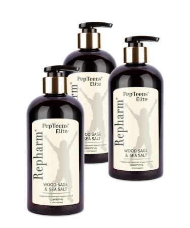 Repharm Pepteens Elite Shampoo Wood Sage & Sea Salt 500 ml - 3 pcs - Buy Online on GoSupps.com