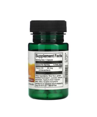 Swanson D3 1000 D3 1000 25 g (1000 IU) 60 capsules - Buy Online on GoSupps.com
