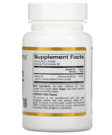 Vitamin D3 5000 IU 90 Softgels (Vitamin D3 5000) - Buy Online on GoSupps.com