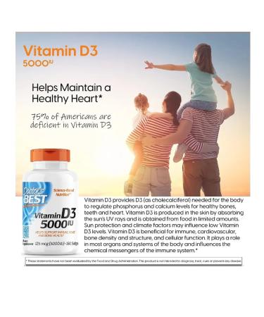 Doctors best Vitamin D3 5000 IU 180 Softgels (Vitamin D3 5000) - Buy Online on GoSupps.com