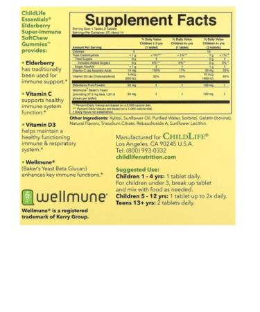 ChildLife Elderberry Super-Immune Buzina 27 tablets - Buy Online on GoSupps.com