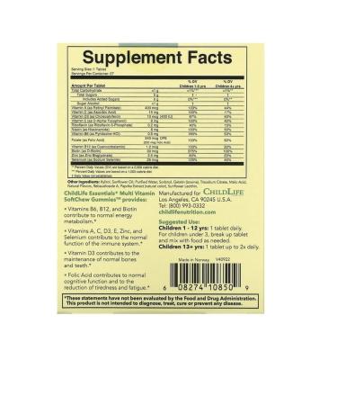 ChildLife Multi Vitamin Softmels 27 tablets (orange) - Buy Online on GoSupps.com