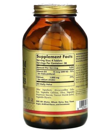 SOLGAR Calcium Citrate with Vitamin D3 120 tab (1602 mg) x 2 un - Buy Online on GoSupps.com