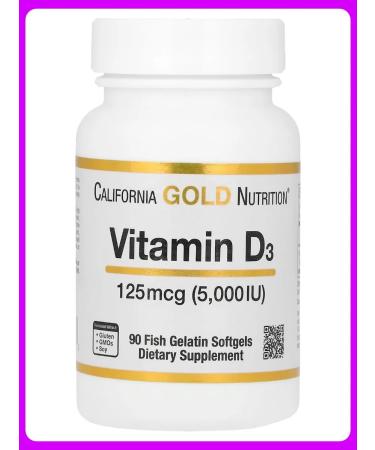 California Gold Nutrition Vitamin D3 5000 IU 90 capsules