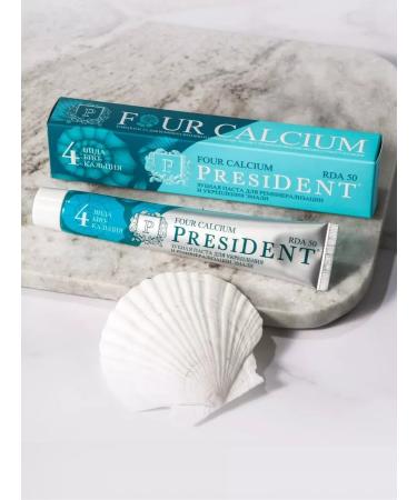 PRESIDENT Toothpaste for teeth 4 Calcium 2 pcs 75 grams - Buy Online on GoSupps.com