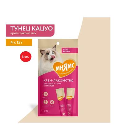 Mnyams Cream-stall for cats with tuna katsuo 15g x 4pcs*3UP