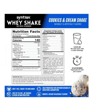 SYNTRAX Protein serum Whey Shake 907 g with cookies and cream - Buy Online on GoSupps.com