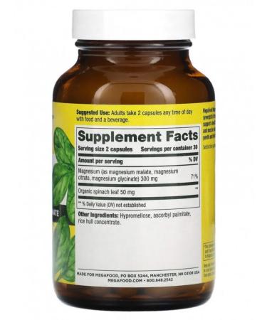 MegaFood Magnesium 300 mg 60 capsules - Buy Online on GoSupps.com