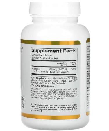 Vitamin D3 5000 IU 360 Softgels (Vitamin D3) - Buy Online on GoSupps.com
