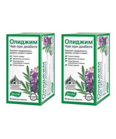 Evalar Olidim tea with diabetes 20 filter packages (2g) x 2 un