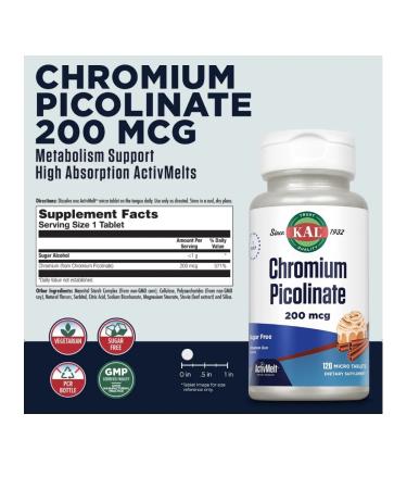 KAL Chromium Picolinate 200 MCG 120 Tablets (chromium picoline) - Buy Online on GoSupps.com