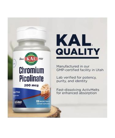 KAL Chromium Picolinate 200 MCG 120 Tablets (chromium picoline) - Buy Online on GoSupps.com