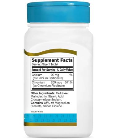 21st Century Chromium Picolinate 200 MCG 100 Tablets (Chroma Picoline) - Buy Online on GoSupps.com