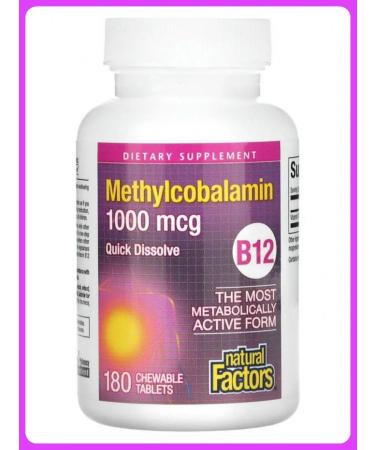 Natural Factors B12 methylcobalamin 1000 g 180 chewing tablets