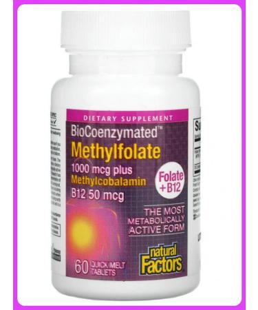 Natural Factors Vitamin B12 with folic acid 1000 g 60 tablets