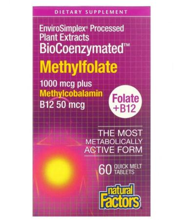 Natural Factors Vitamin B12 with folic acid 1000 g 60 tablets - Buy Online on GoSupps.com