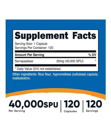 Nutricost from cysts anti -inflammatory serrapeptase 40 000 SPU - Buy Online on GoSupps.com