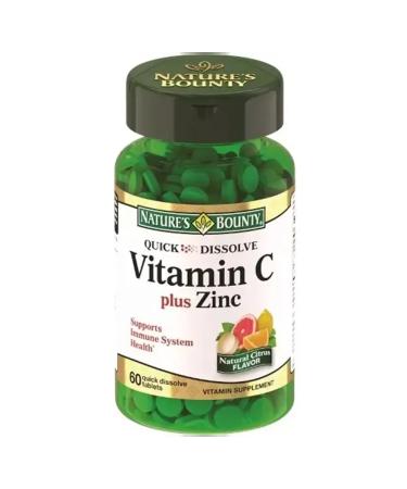 Nature's bounty Vitamin C + zinc. Quick -and -soluble tablets No. 60